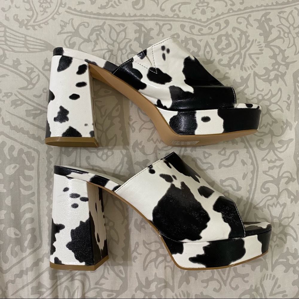 Shein Cow Print Chunky Heels